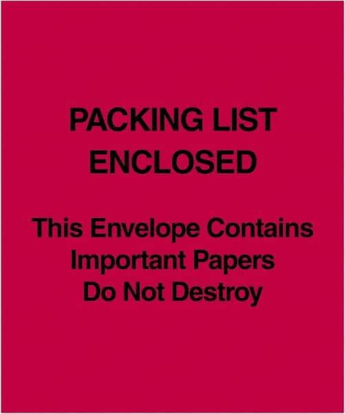 Value Collection - 1,000 Piece, 5" Long x 6" Wide, Packing List Envelope - Packing List Enclosed, Red - Benchmark Tooling