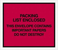 Value Collection - 1,000 Piece, 7" Long x 6" Wide, Packing List Envelope - Important Papers Enclosed, Red - Benchmark Tooling