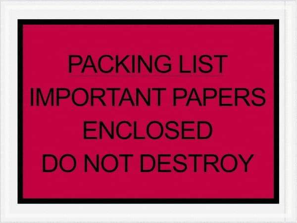 Value Collection - 1,000 Piece, 4-1/2" Long x 6" Wide, Packing List Envelope - Important Papers Enclosed, Red - Benchmark Tooling