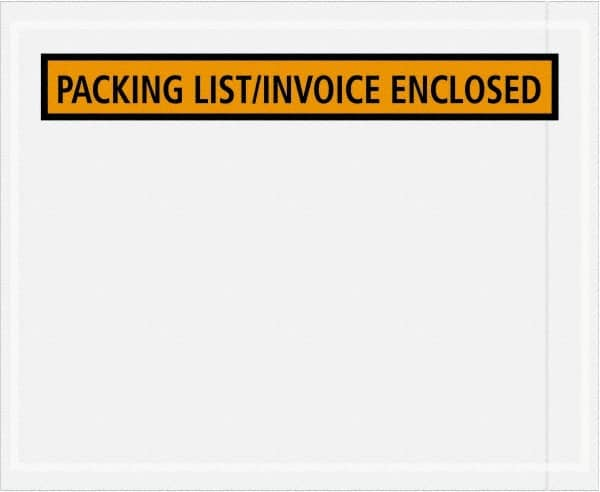 Value Collection - 1,000 Piece, 4-1/2" Long x 5-1/2" Wide, Packing List Envelope - Packing List/Invoice Enclosed, Orange - Benchmark Tooling