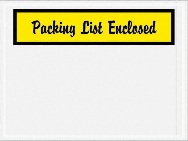 Value Collection - 1,000 Piece, 4-1/2" Long x 6" Wide, Packing List Envelope - Packing List Enclosed, Yellow - Benchmark Tooling