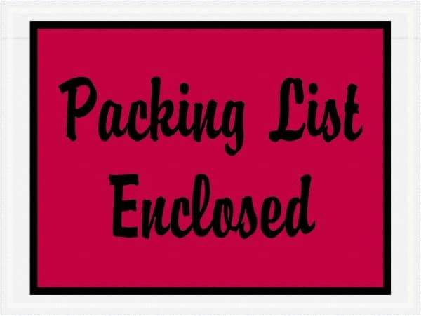 Value Collection - 1,000 Piece, 4-1/2" Long x 6" Wide, Packing List Envelope - Packing List Enclosed, Red - Benchmark Tooling