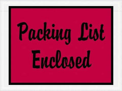 Value Collection - 1,000 Piece, 4-1/2" Long x 6" Wide, Packing List Envelope - Packing List Enclosed, Red - Benchmark Tooling