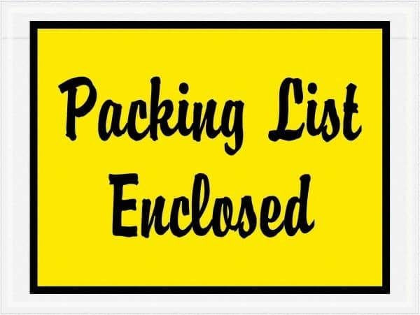 Value Collection - 1,000 Piece, 4-1/2" Long x 6" Wide, Packing List Envelope - Packing List Enclosed, Yellow - Benchmark Tooling