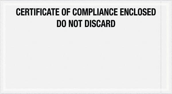 Value Collection - 1,000 Piece, 6" Long x 11" Wide, Packing List Envelope - Certificate of Compliance Enclosed, Printed Clear - Benchmark Tooling