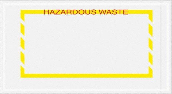 Value Collection - 1,000 Piece, 5-1/2" Long x 10" Wide, Packing List Envelope - Hazardous Waste, Yellow - Benchmark Tooling