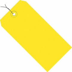 Made in USA - 3-3/4" High x 1-7/8" Long, Safety & Facility Blank Tag - Yellow Cardstock - Benchmark Tooling