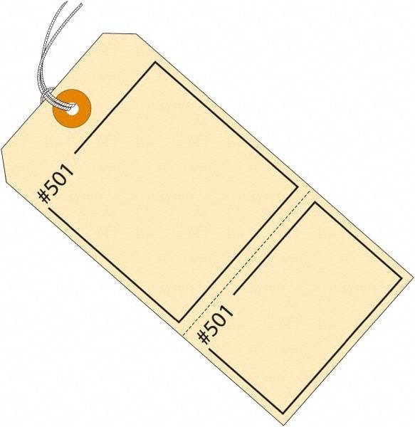 Made in USA - 4-3/4" High x 2-3/8" Long, Numbered, English Safety & Facility Retail Tag - Manila Cardstock - Benchmark Tooling