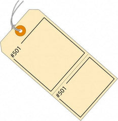 Made in USA - 4-3/4" High x 2-3/8" Long, Numbered, English Safety & Facility Retail Tag - Manila Cardstock - Benchmark Tooling