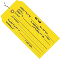 Made in USA - 4-3/4" High x 2-3/8" Long, Scrap, English Safety & Facility Inspection Tag - Yellow Cardstock - Benchmark Tooling