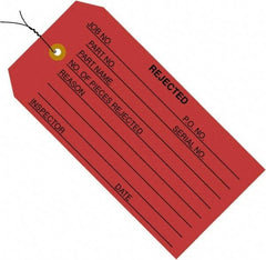 Made in USA - 4-3/4" High x 2-3/8" Long, REJECTED, English Safety & Facility Inspection Tag - Red Cardstock - Benchmark Tooling