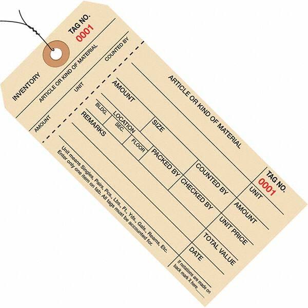 Made in USA - 6-1/4" High x 3-1/8" Long, Inventory, English Safety & Facility Numbered Tag - Manila Cardstock - Benchmark Tooling