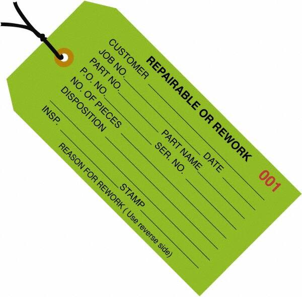 Made in USA - 4-3/4" High x 2-3/8" Long, Safety & Facility Blank Tag - Green Cardstock - Benchmark Tooling