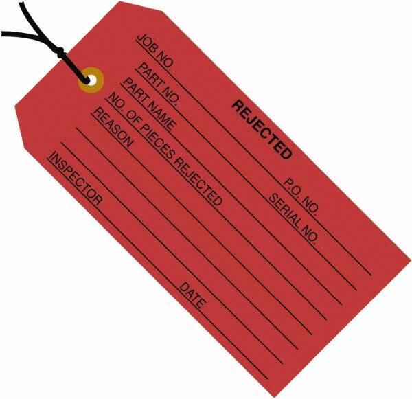 Made in USA - 4-3/4" High x 2-3/8" Long, Safety & Facility Blank Tag - Red Cardstock - Benchmark Tooling