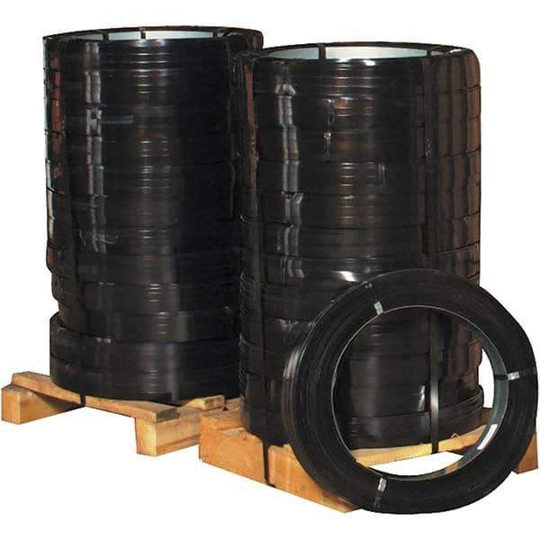 Made in USA - 2,940' Long x 1/2" Wide, Oscillated Coil Steel Strapping - 1,430 Lb Capacity, 0.02" Thick - Benchmark Tooling