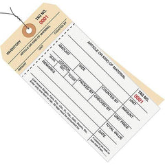 Made in USA - 6-1/4" High x 3-1/8" Long, Inventory, English Safety & Facility Numbered Tag - White & Manila Cardstock - Benchmark Tooling