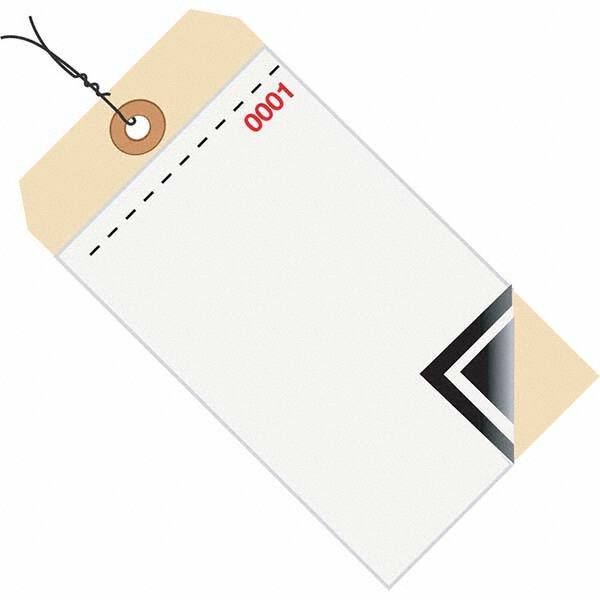 Made in USA - 6-1/4" High x 3-1/8" Long, Inventory, English Safety & Facility Numbered Tag - White & Manila Cardstock - Benchmark Tooling