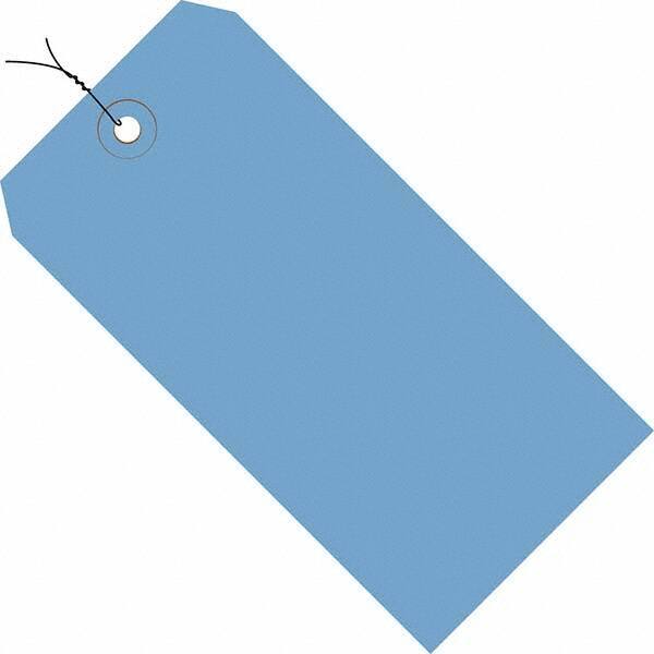 Made in USA - 3-3/4" High x 1-7/8" Long, Safety & Facility Blank Tag - Dark Blue Cardstock - Benchmark Tooling