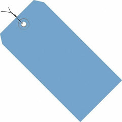 Made in USA - 3-3/4" High x 1-7/8" Long, Safety & Facility Blank Tag - Dark Blue Cardstock - Benchmark Tooling