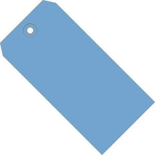 Made in USA - 3-3/4" High x 1-7/8" Long, Safety & Facility Blank Tag - Dark Blue Cardstock - Benchmark Tooling