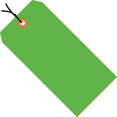 Made in USA - 3-3/4" High x 1-7/8" Long, Safety & Facility Blank Tag - Fluorescent Green Cardstock - Benchmark Tooling