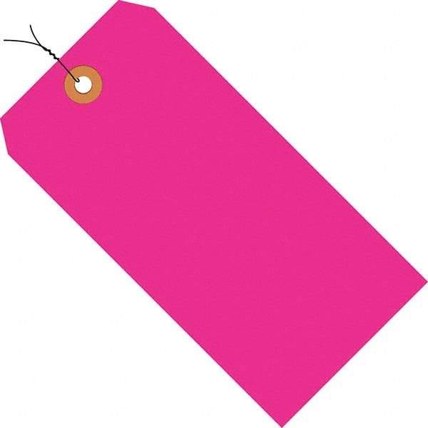 Made in USA - 2-3/4" High x 1-3/8" Long, Safety & Facility Blank Tag - Fluorescent Pink Cardstock - Benchmark Tooling