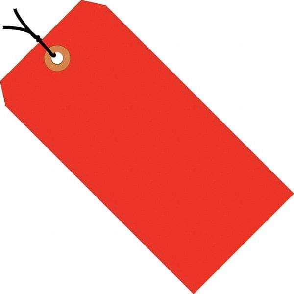 Made in USA - 3-1/4" High x 1-5/8" Long, Safety & Facility Blank Tag - Fluorescent Red Cardstock - Benchmark Tooling
