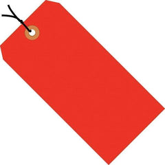 Made in USA - 3-1/4" High x 1-5/8" Long, Safety & Facility Blank Tag - Fluorescent Red Cardstock - Benchmark Tooling