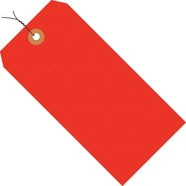 Made in USA - 5-3/4" High x 2-7/8" Long, Safety & Facility Blank Tag - Fluorescent Red Cardstock - Benchmark Tooling