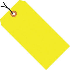 Made in USA - 4-3/4" High x 2-3/8" Long, Safety & Facility Blank Tag - Fluorescent Yellow Cardstock - Benchmark Tooling