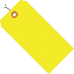 Made in USA - 5-1/4" High x 2-5/8" Long, Safety & Facility Blank Tag - Fluorescent Yellow Cardstock - Benchmark Tooling