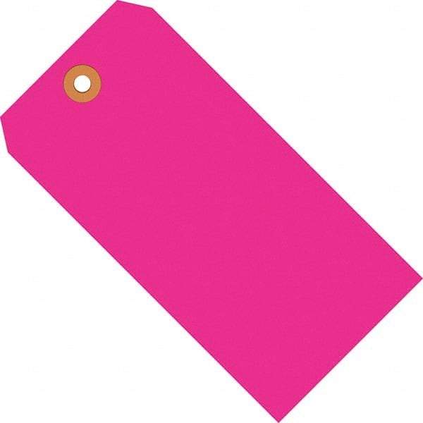 Made in USA - 3-3/4" High x 1-7/8" Long, Safety & Facility Blank Tag - Fluorescent Pink Cardstock - Benchmark Tooling