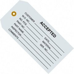 Made in USA - 4-3/4" High x 2-3/8" Long, ACCEPTED, English Safety & Facility Inspection Tag - Blue Cardstock - Benchmark Tooling