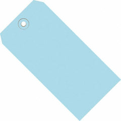 Made in USA - 5-3/4" High x 2-7/8" Long, Safety & Facility Blank Tag - Light Blue Cardstock - Benchmark Tooling
