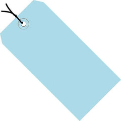 Made in USA - 3-1/4" High x 1-5/8" Long, Safety & Facility Blank Tag - Light Blue Cardstock - Benchmark Tooling