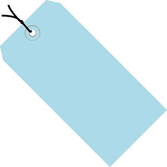 Made in USA - 4-3/4" High x 2-3/8" Long, Safety & Facility Blank Tag - Light Blue Cardstock - Benchmark Tooling