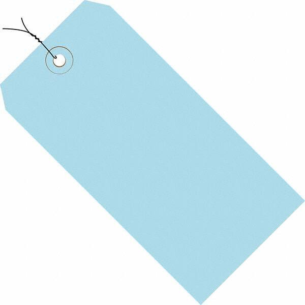 Made in USA - 3-3/4" High x 1-7/8" Long, Safety & Facility Blank Tag - Light Blue Cardstock - Benchmark Tooling