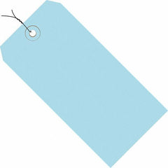 Made in USA - 3-3/4" High x 1-7/8" Long, Safety & Facility Blank Tag - Light Blue Cardstock - Benchmark Tooling