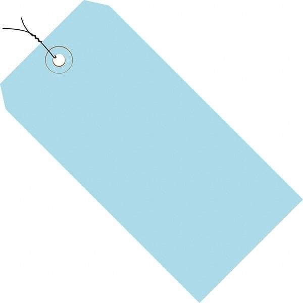 Made in USA - 4-3/4" High x 2-3/8" Long, Safety & Facility Blank Tag - Light Blue Cardstock - Benchmark Tooling