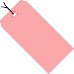 Made in USA - 3-1/4" High x 1-5/8" Long, Safety & Facility Blank Tag - Pink Cardstock - Benchmark Tooling