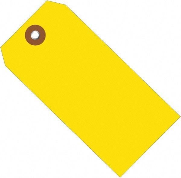 Made in USA - 6-1/4" High x 3-1/8" Long, Safety & Facility Blank Tag - Yellow Vinyl - Benchmark Tooling