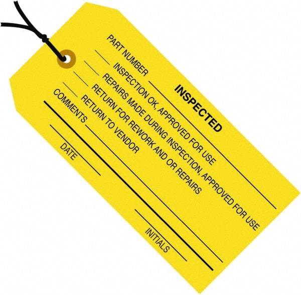 Made in USA - 4-3/4" High x 2-3/8" Long, Safety & Facility Blank Tag - Yellow Cardstock - Benchmark Tooling