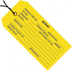 Made in USA - 4-3/4" High x 2-3/8" Long, Safety & Facility Blank Tag - Yellow Cardstock - Benchmark Tooling