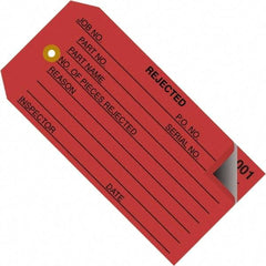 Made in USA - 4-3/4" High x 2-3/8" Long, REJECTED, English Safety & Facility Inspection Tag - Red Cardstock - Benchmark Tooling