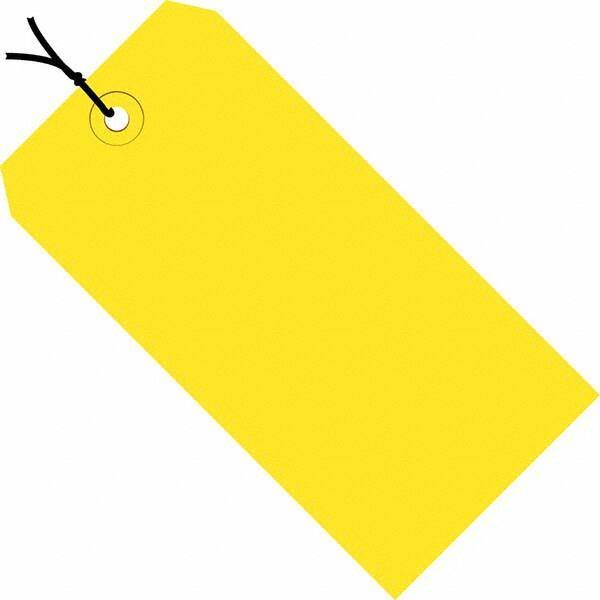 Made in USA - 3-3/4" High x 1-7/8" Long, Safety & Facility Blank Tag - Yellow Cardstock - Benchmark Tooling