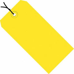Made in USA - 3-3/4" High x 1-7/8" Long, Safety & Facility Blank Tag - Yellow Cardstock - Benchmark Tooling