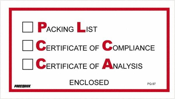 Value Collection - 1,000 Piece, 5-1/2" Long x 10" Wide, Packing List Envelope - Packing List/Certificate of Compliance/Certificate of Analysis Enclosed, Red/Black - Benchmark Tooling