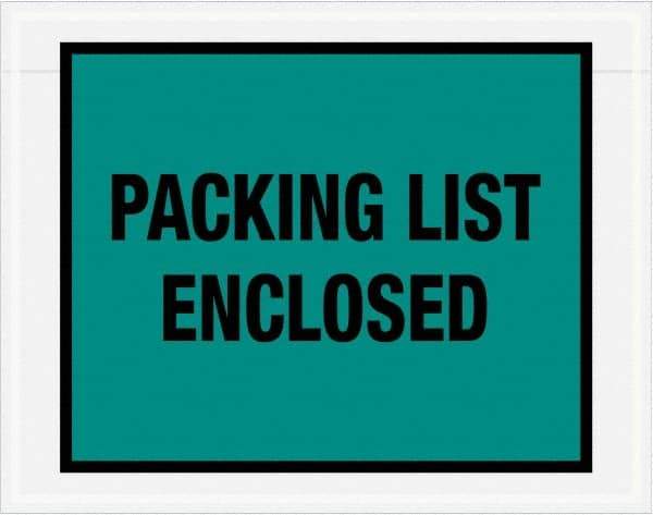 Value Collection - 1,000 Piece, 7" Long x 5-1/2" Wide, Packing List Envelope - Packing List Enclosed, Green - Benchmark Tooling