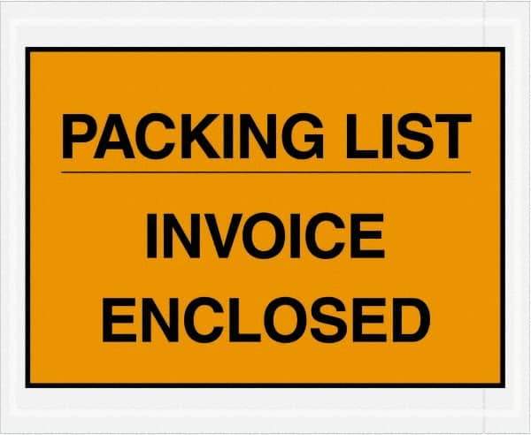 Value Collection - 1,000 Piece, 4-1/2" Long x 5-1/2" Wide, Packing List Envelope - Packing List/Invoice Enclosed, Orange - Benchmark Tooling