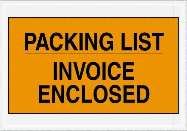 Value Collection - 1,000 Piece, 7" Long x 10" Wide, Packing List Envelope - Packing List/Invoice Enclosed, Orange - Benchmark Tooling